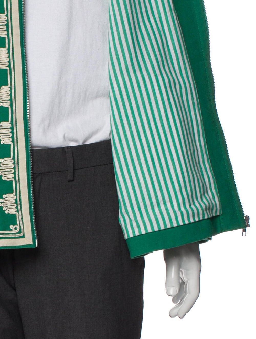 Bode Jacket Green Patterned Woven Lining Beaded &… - image 4