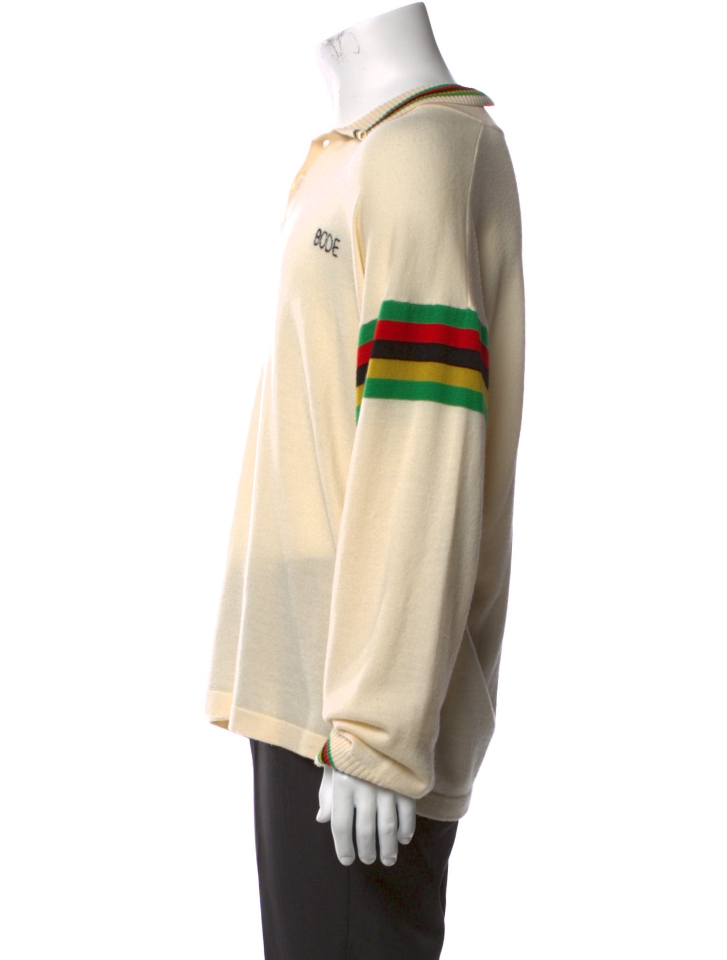 BODE Merino Wool Striped Polo Sweater