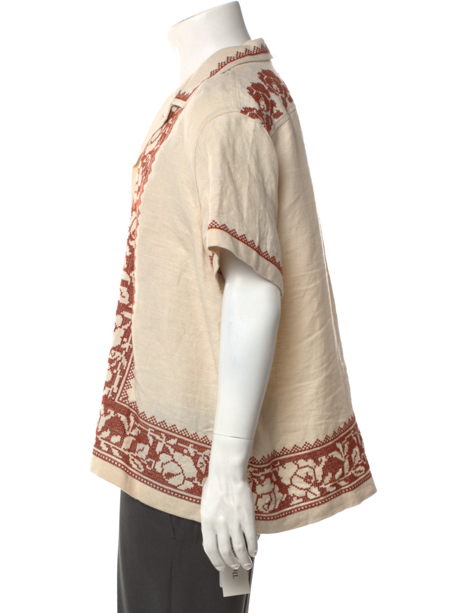 BODE Linen Graphic Print Shirt