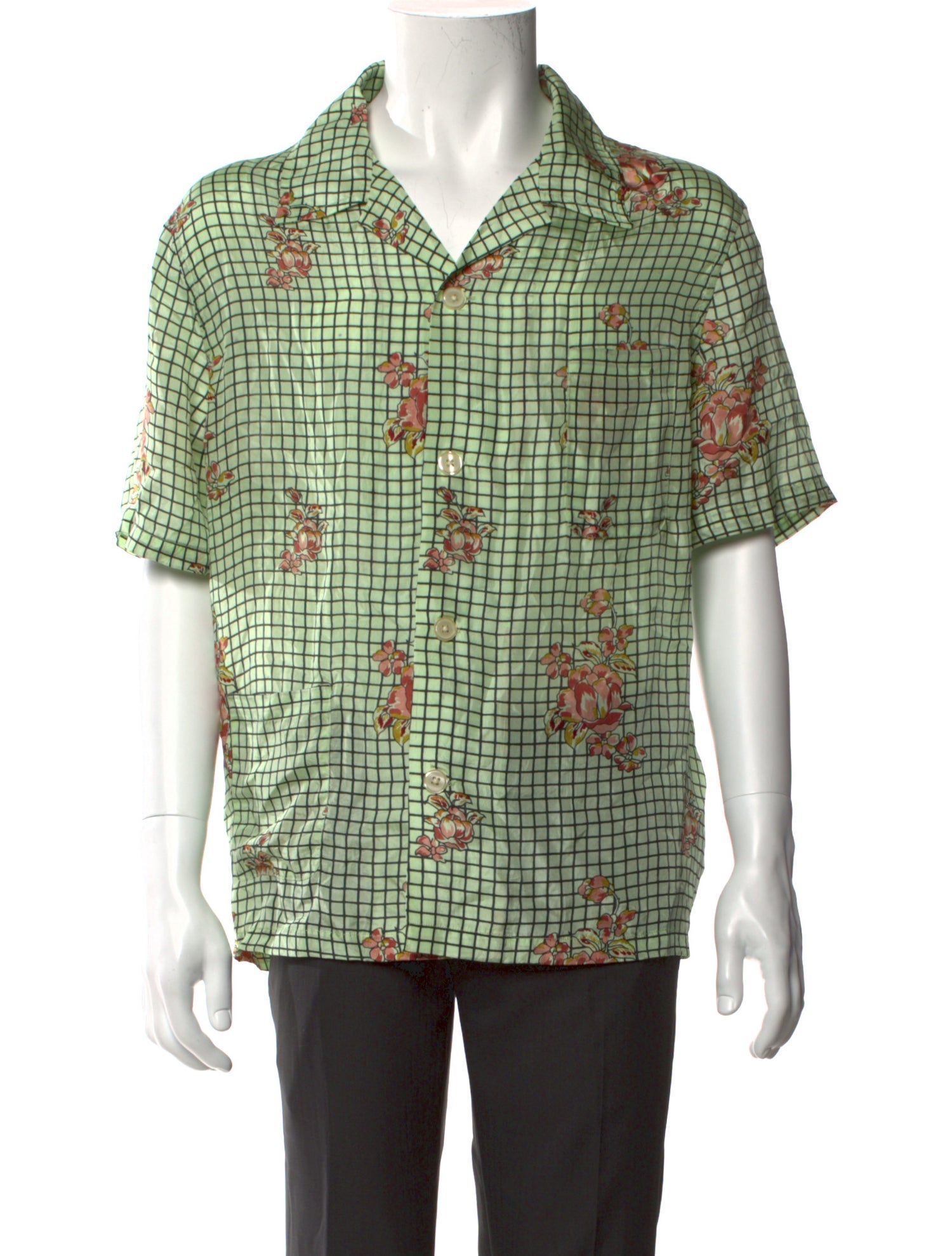 BODE Silk Plaid Print Shirt