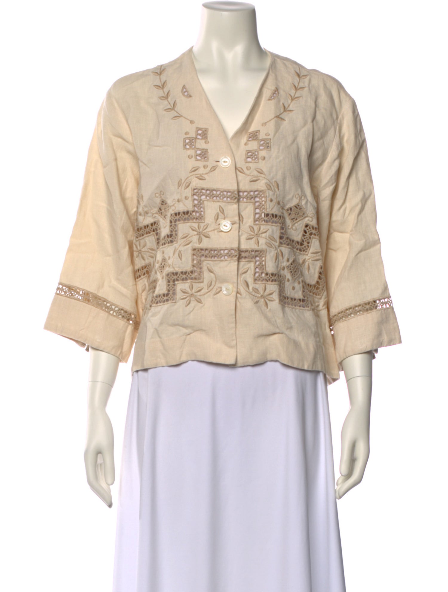 BODE Linen V-Neck Crop Top