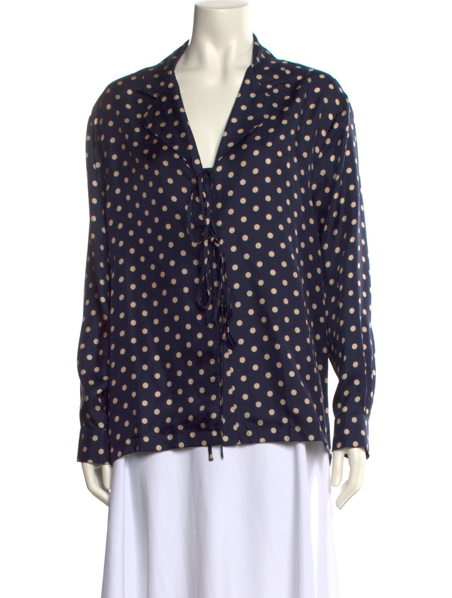 BODE Silk Polka Dot Print Button-Up Top