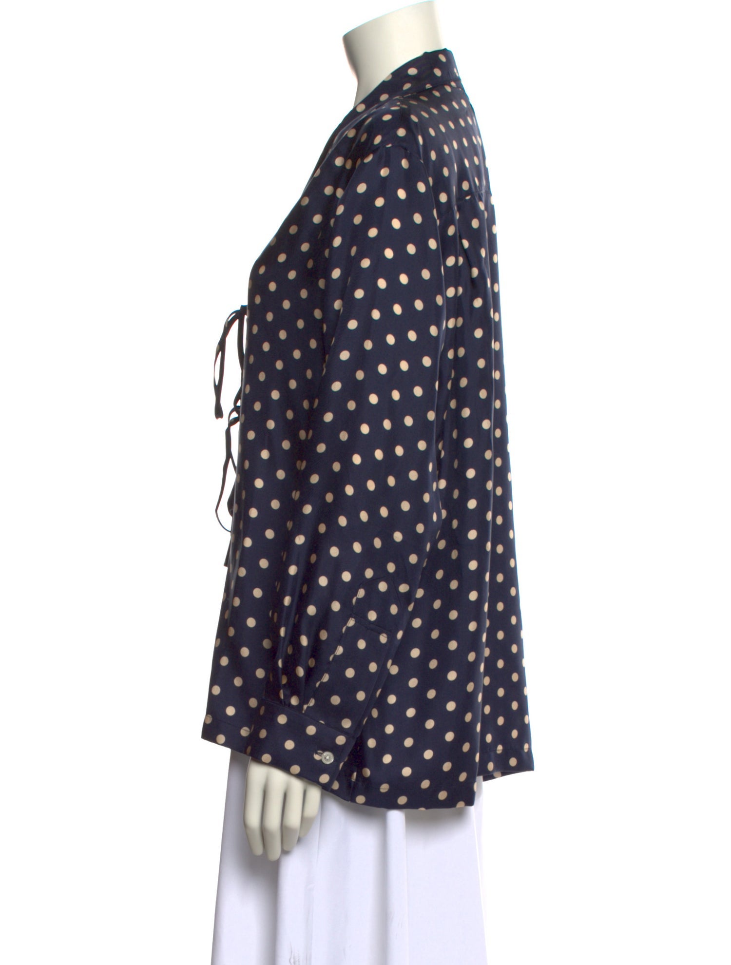 BODE Silk Polka Dot Print Button-Up Top