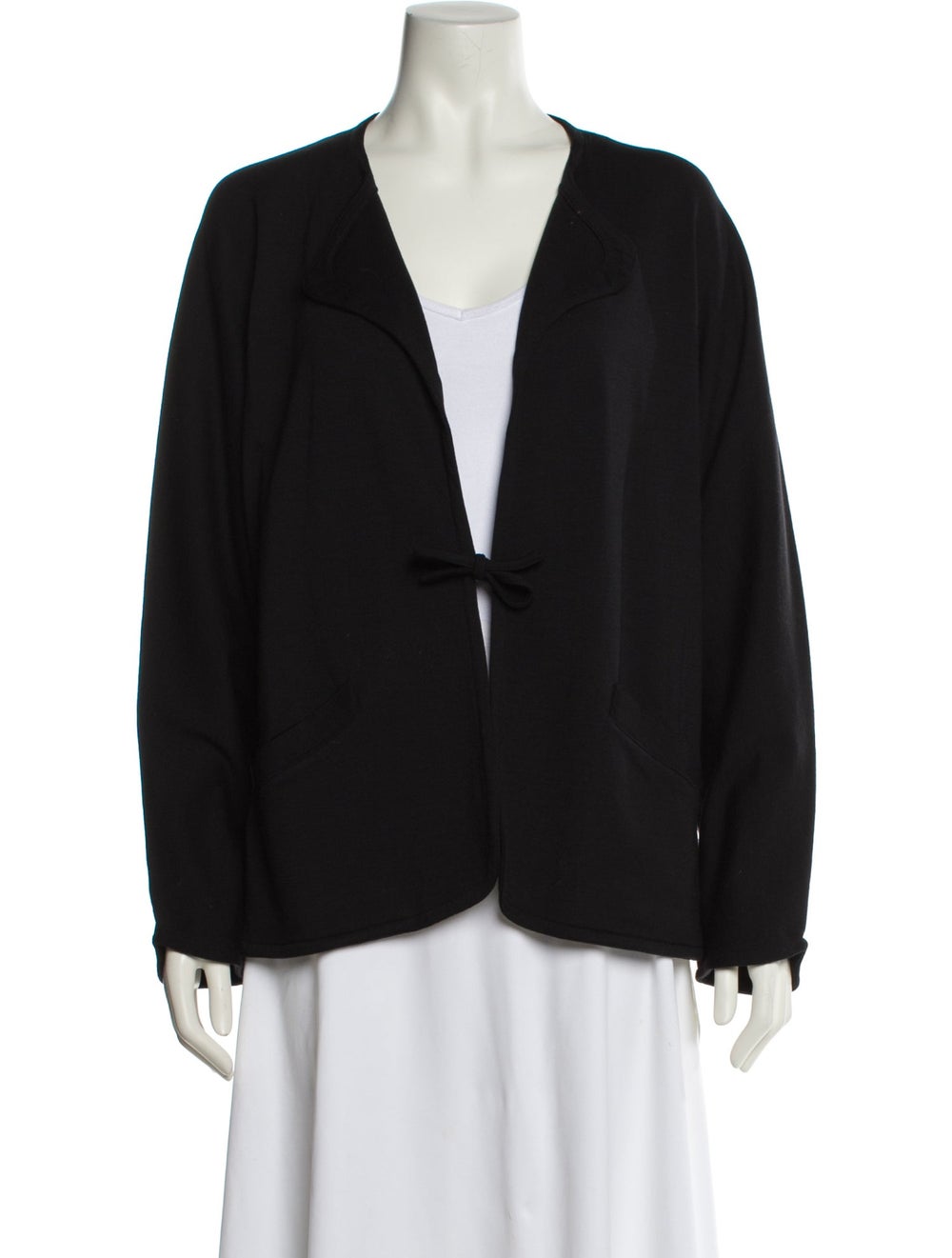 Bode Wool Jacket Black Collarless Slit Pockets & … - image 1