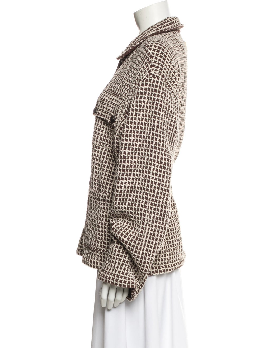 Bode Jacket Neutrals Houndstooth Print Pointed Co… - image 2