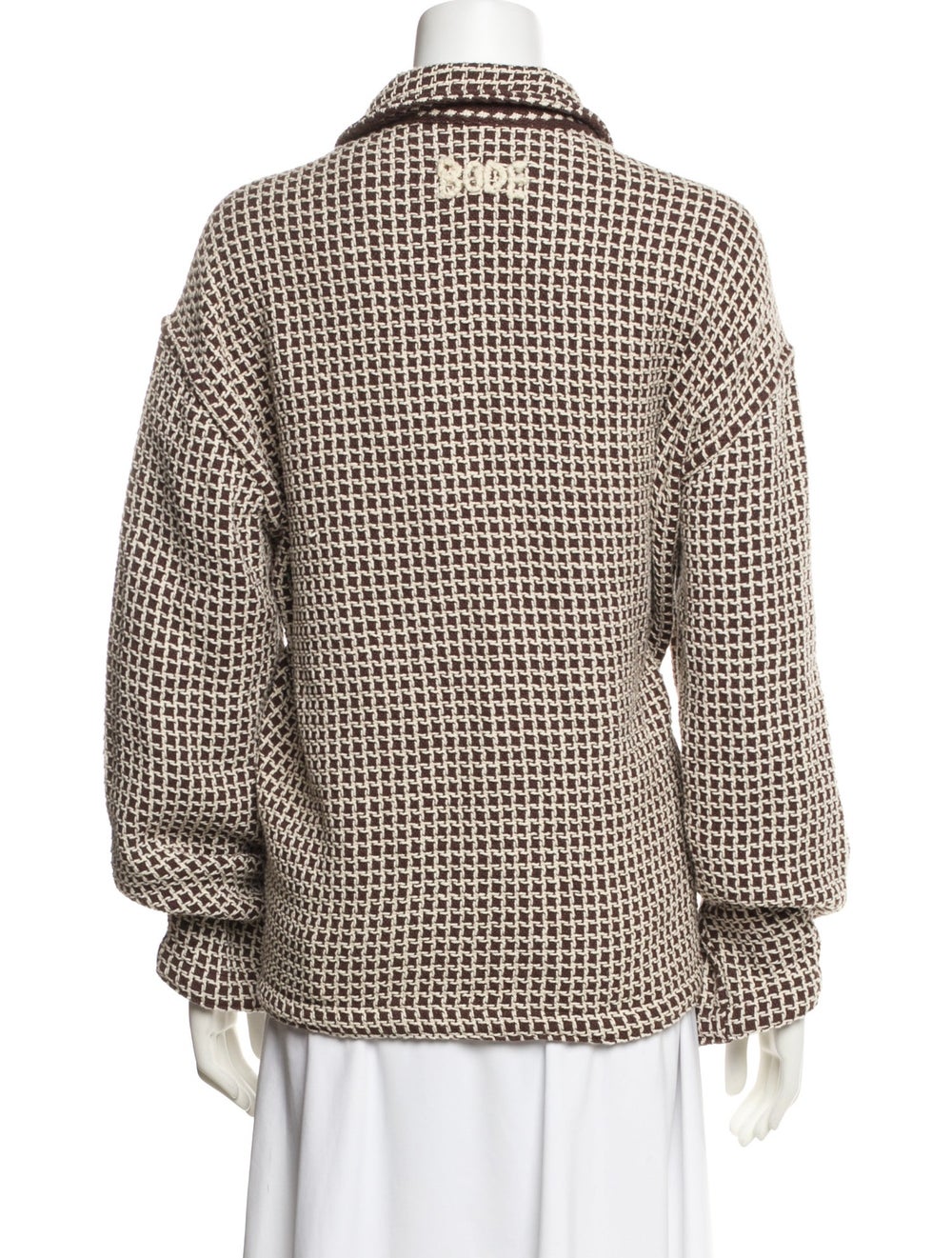 Bode Jacket Neutrals Houndstooth Print Pointed Co… - image 3