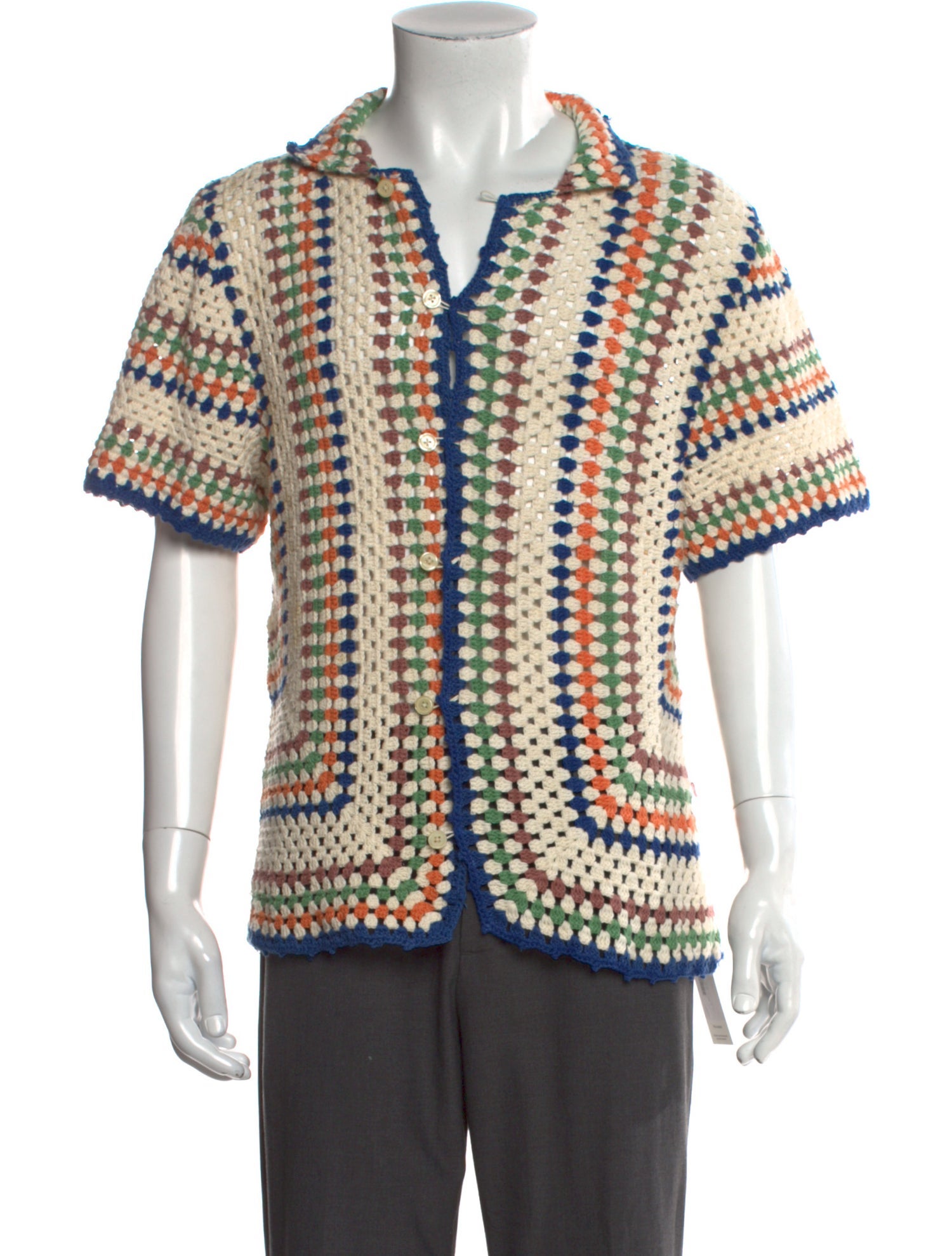 BODE Patterned Collar Polo Sweater