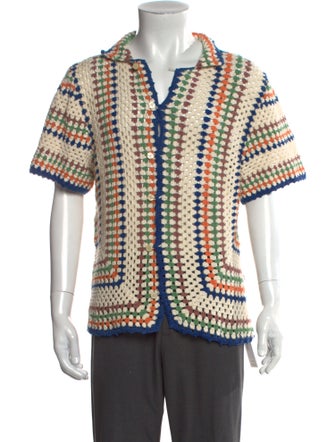 BODE Patterned Collar Polo Sweater