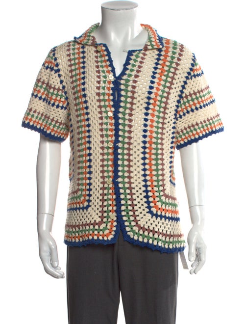 BODE Patterned Collar Polo Sweater