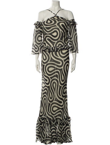 Pre-owned Bode Silk Long Dress In Neutral