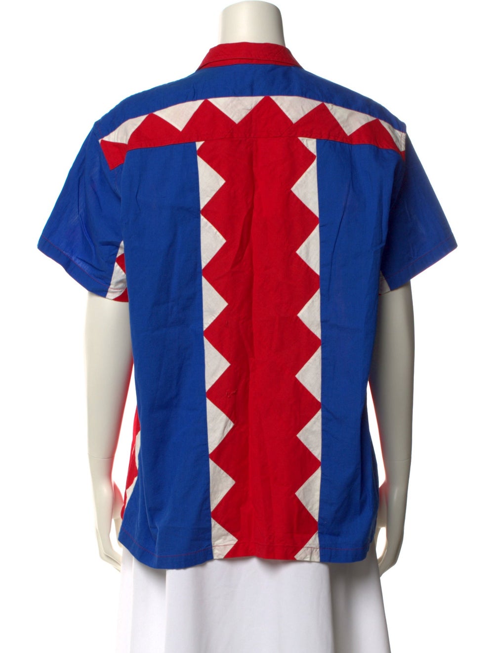 BODE Colorblock Pattern Short Sleeve Button-Up Top - image 3
