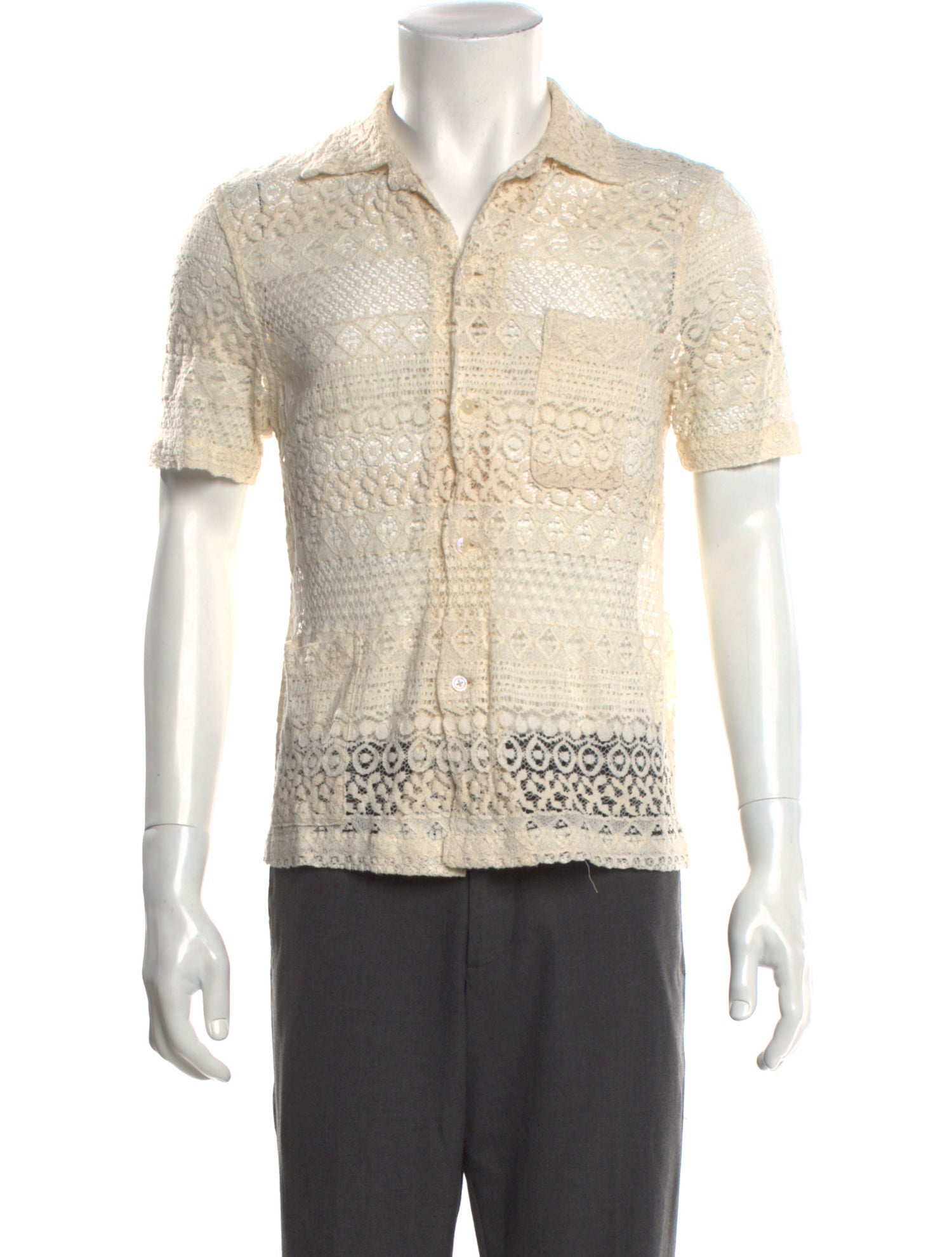BODE Lace Pattern Short Sleeve Shirt