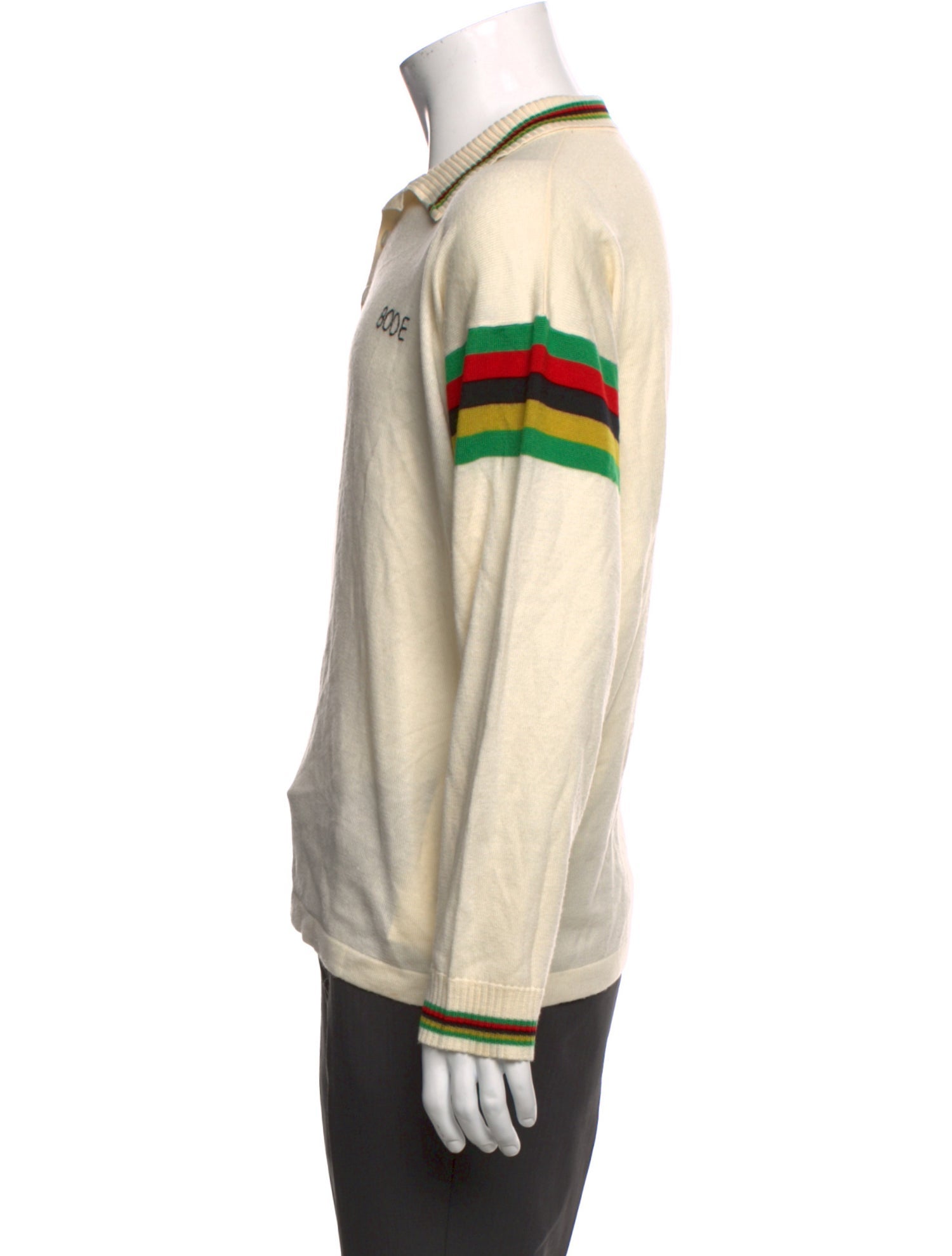 BODE Merino Wool Colorblock Pattern Polo Shirt