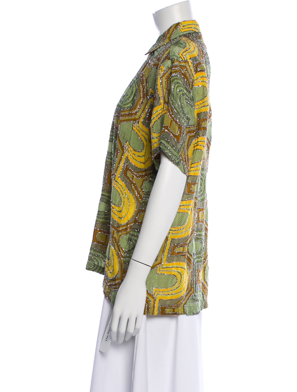 BODE Patterned Short Sleeve Button-Up Top - image 2