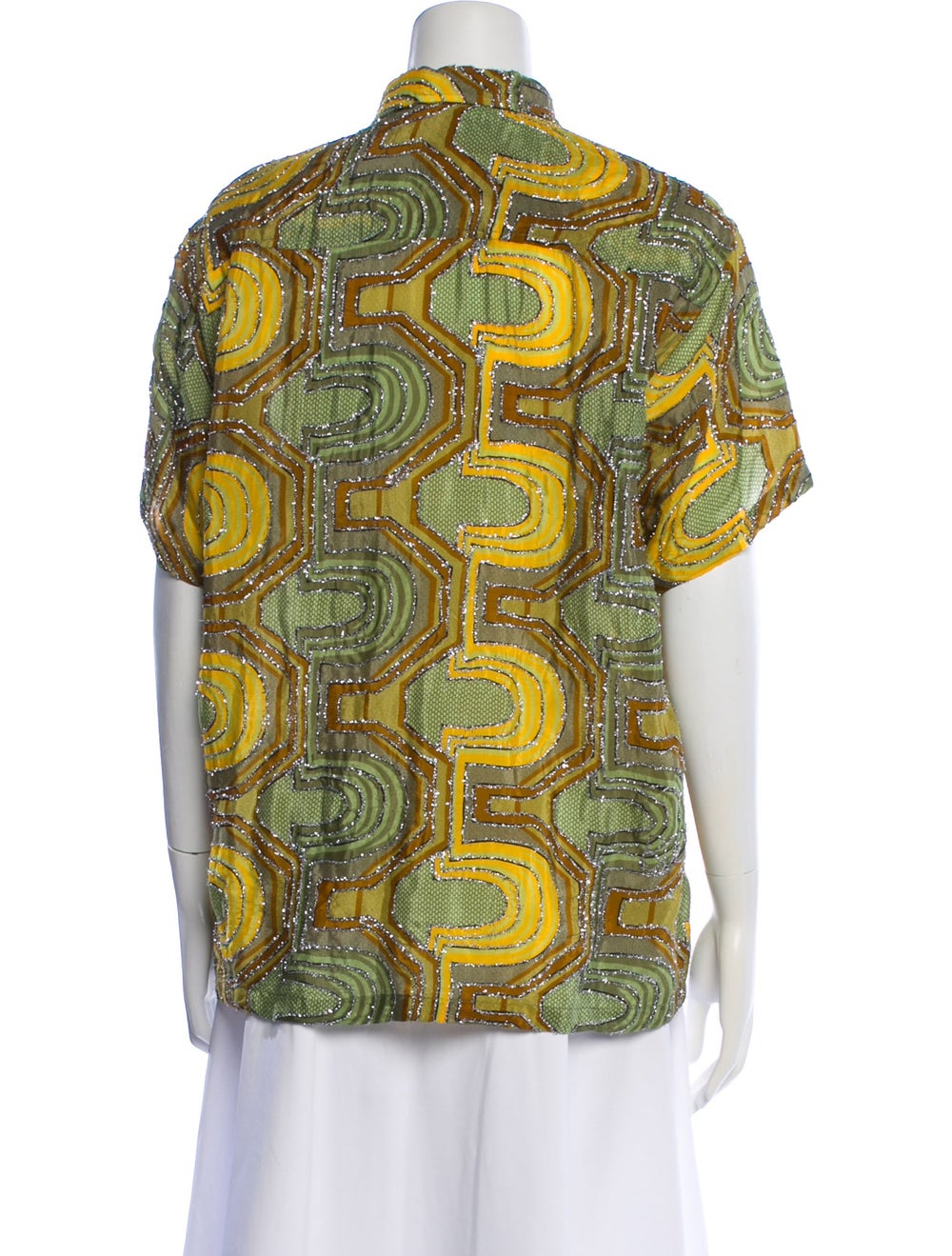 BODE Patterned Short Sleeve Button-Up Top - image 3