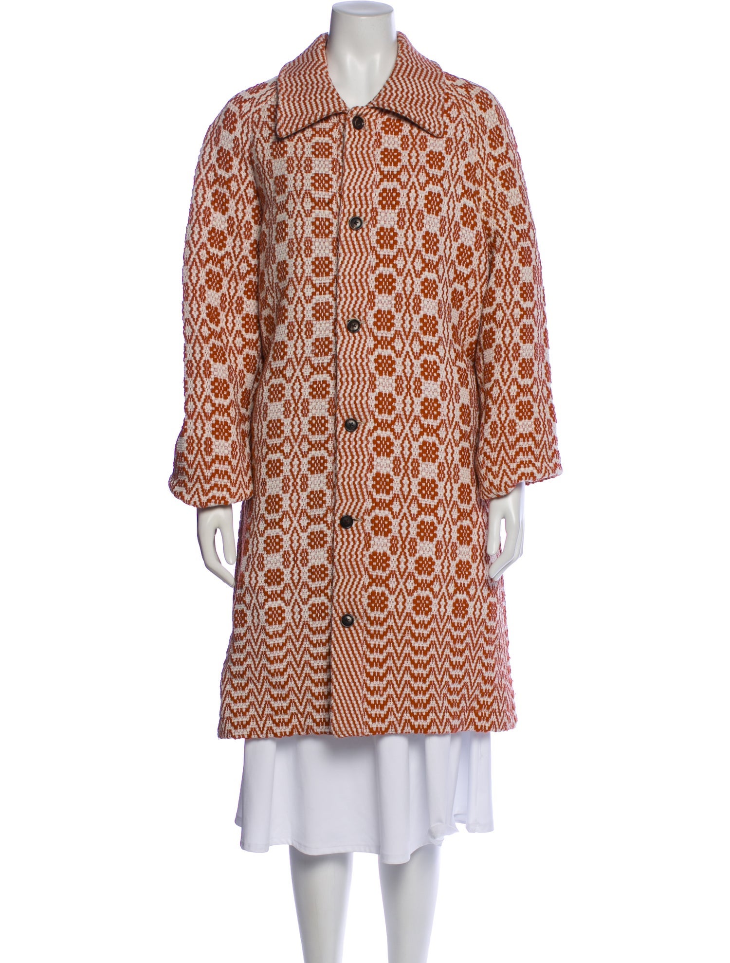 BODE Wool Printed Trench Coat