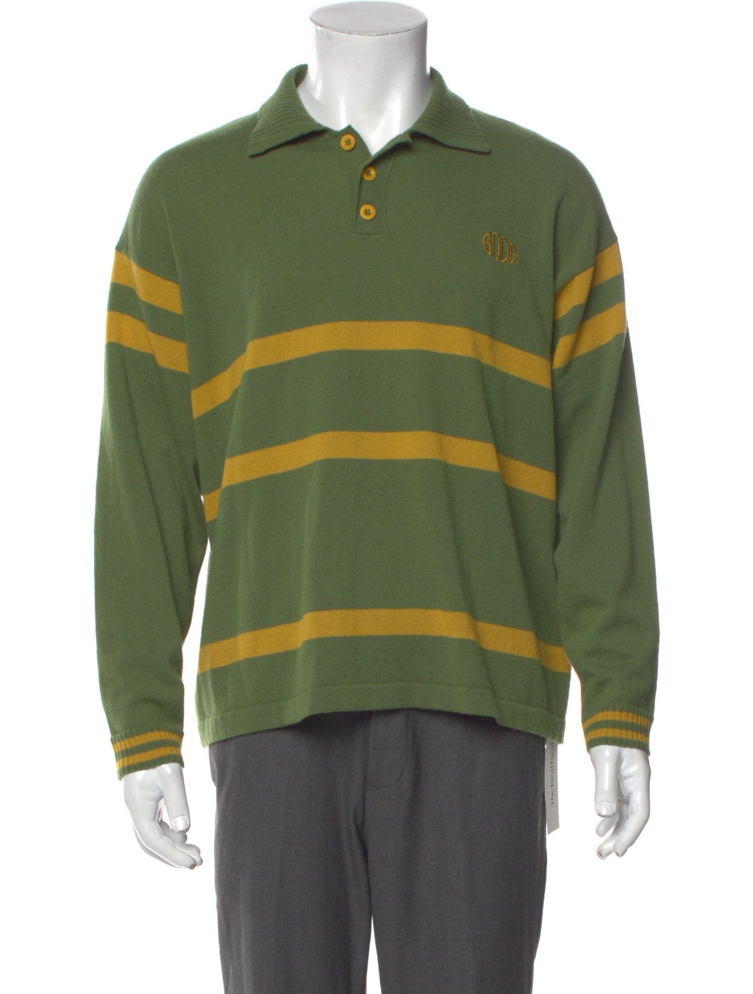 BODE Virgin Wool Striped Polo Sweater