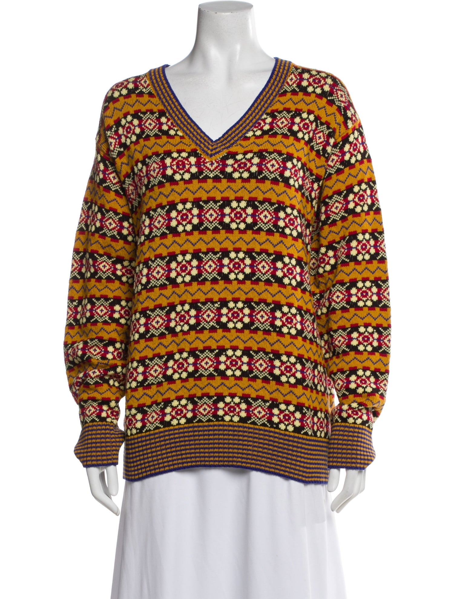 BODE Striped V-Neck Sweater