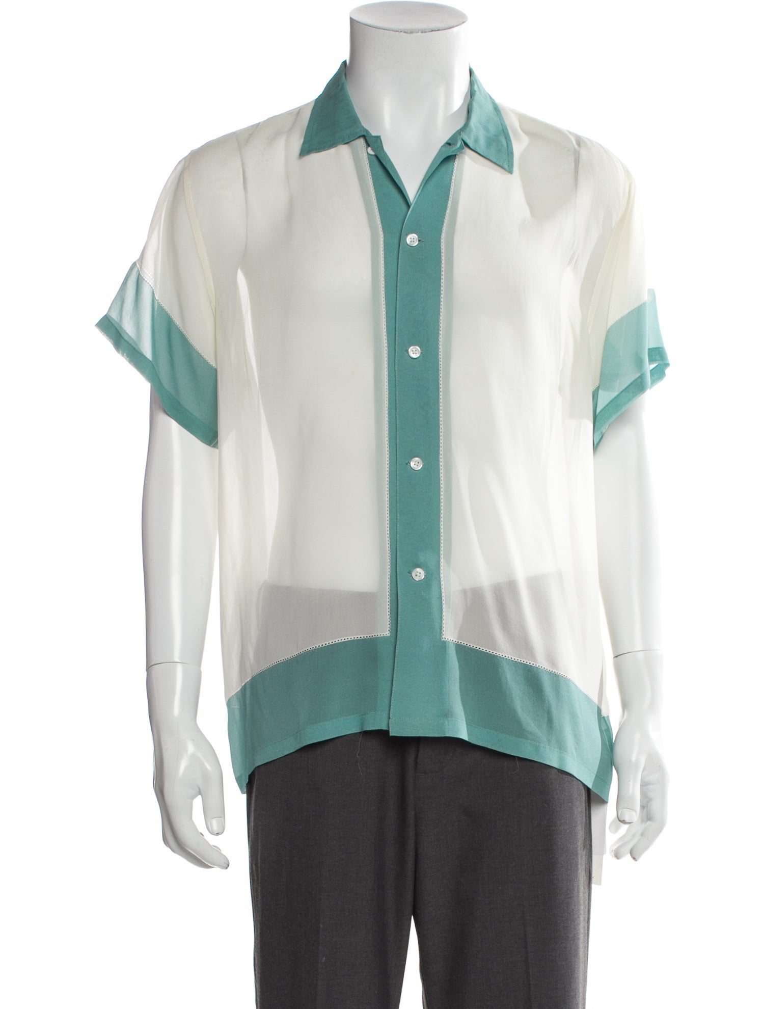 BODE Silk Colorblock Pattern Shirt