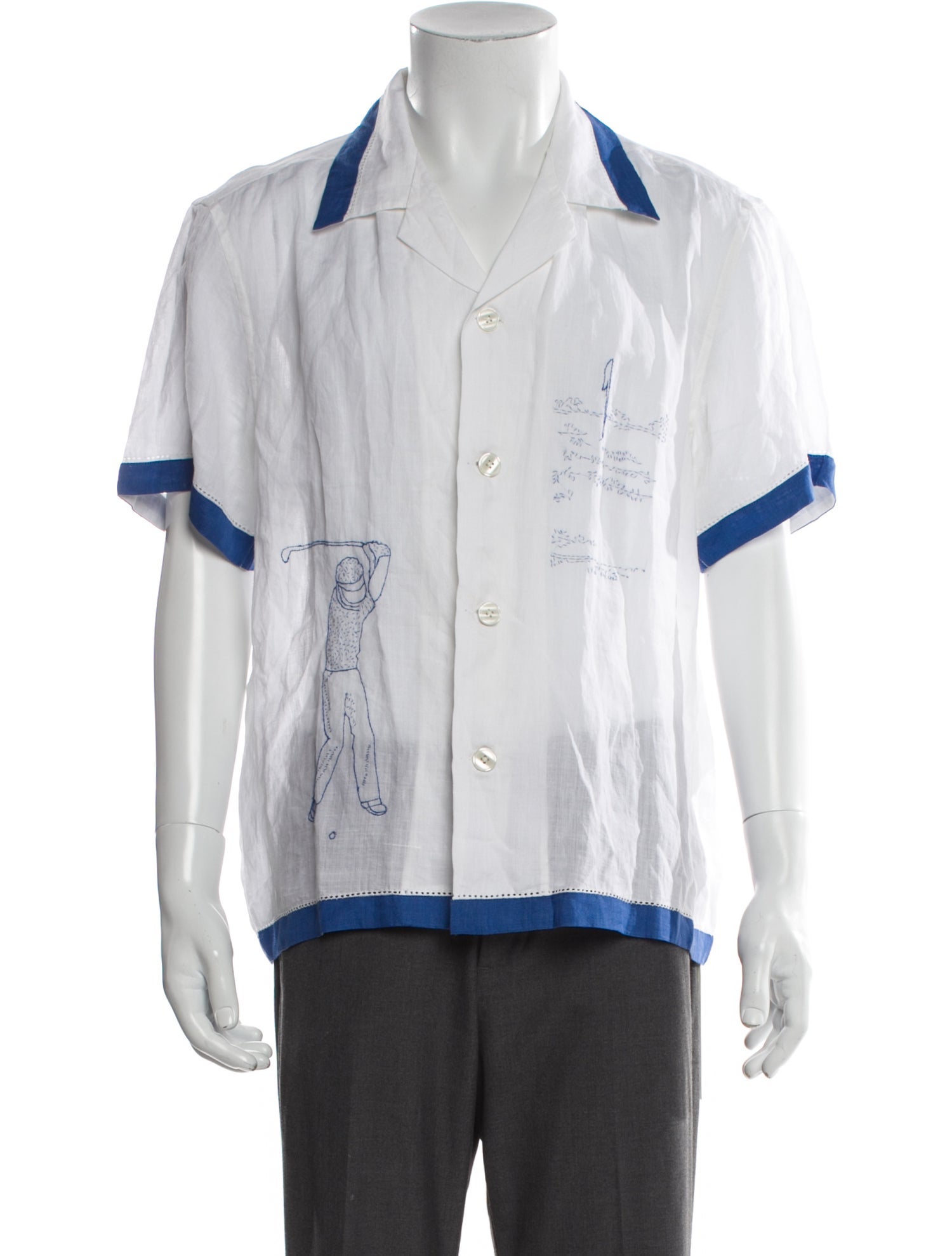 BODE Linen Graphic Print Shirt