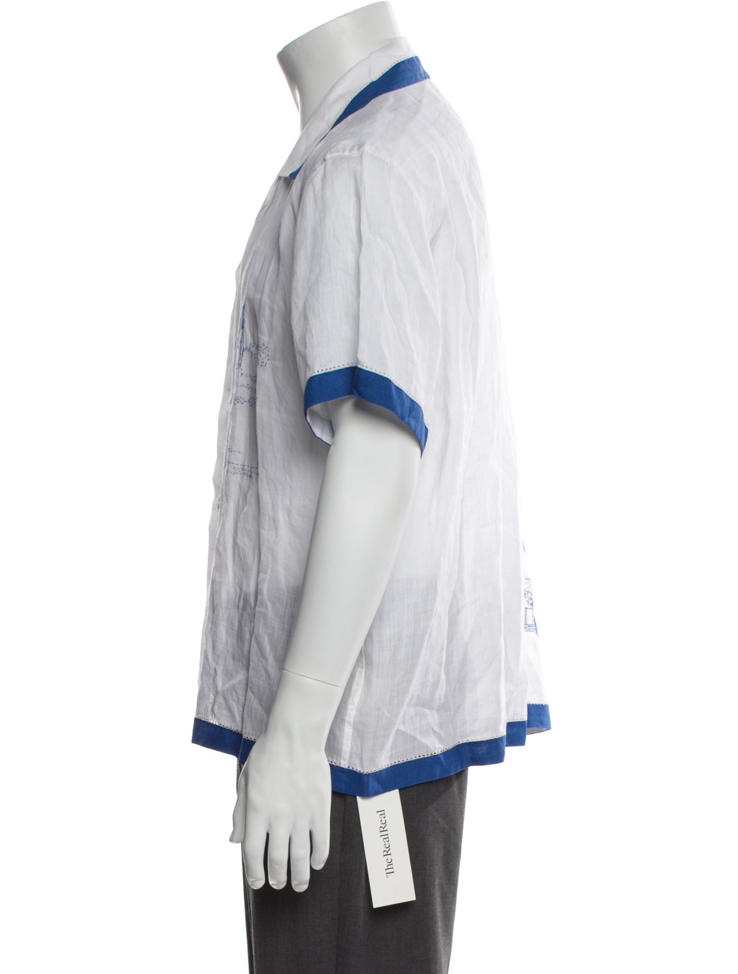 BODE Linen Graphic Print Shirt