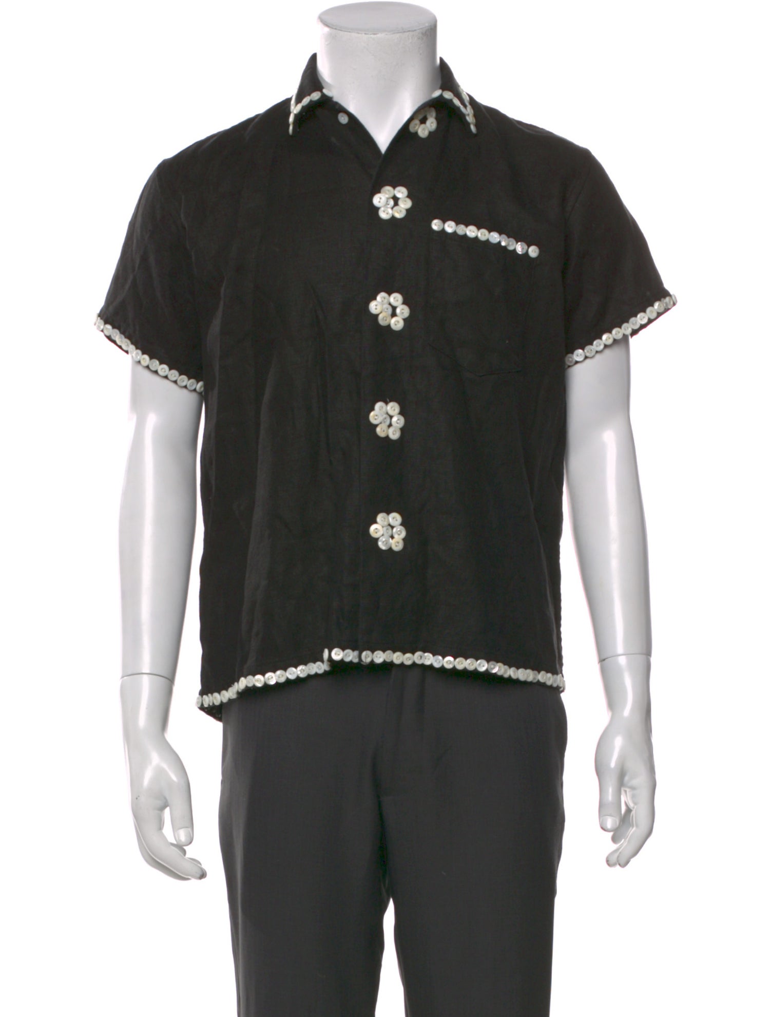 BODE Linen Graphic Print Shirt