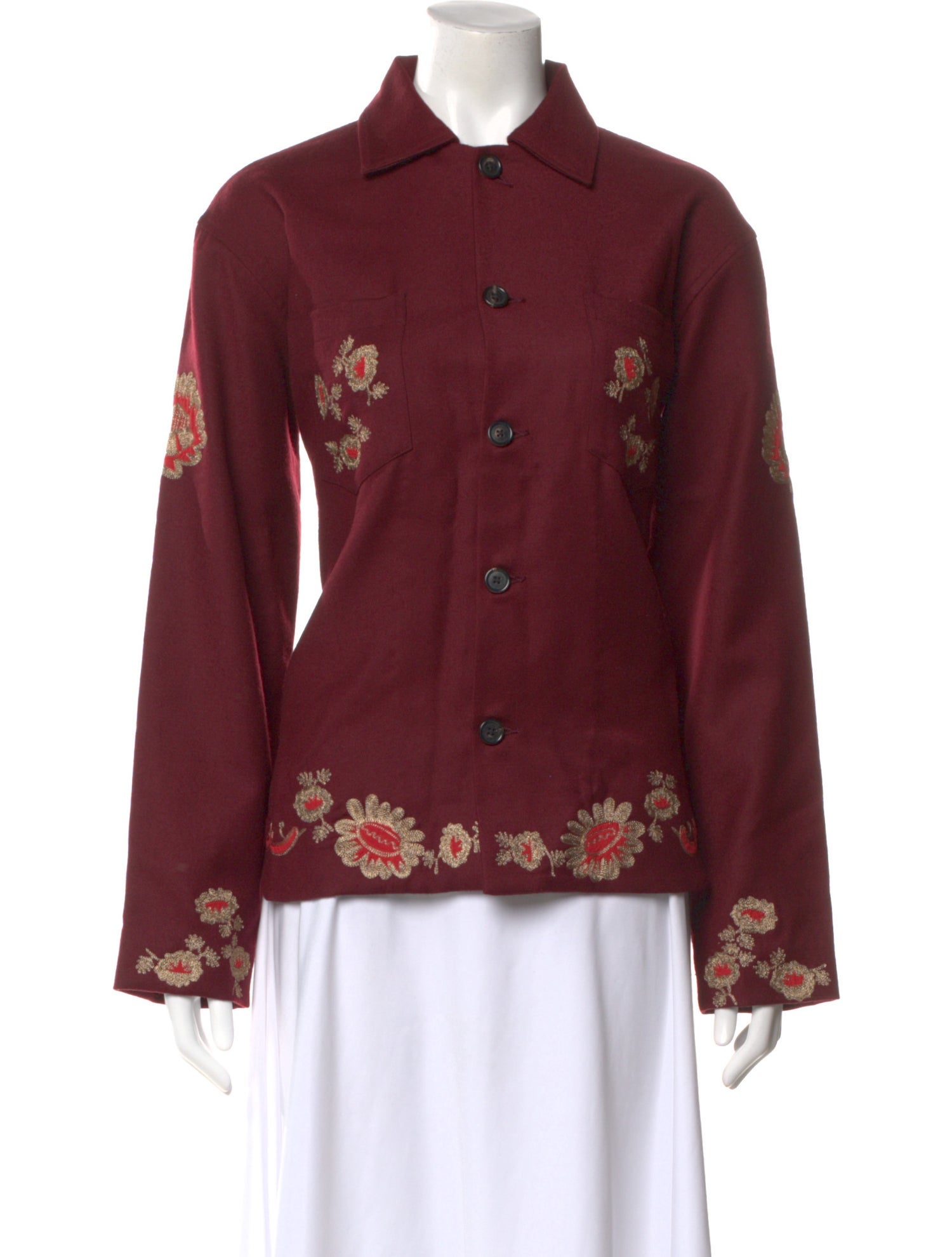 BODE Wool Floral Print Button-Up Top