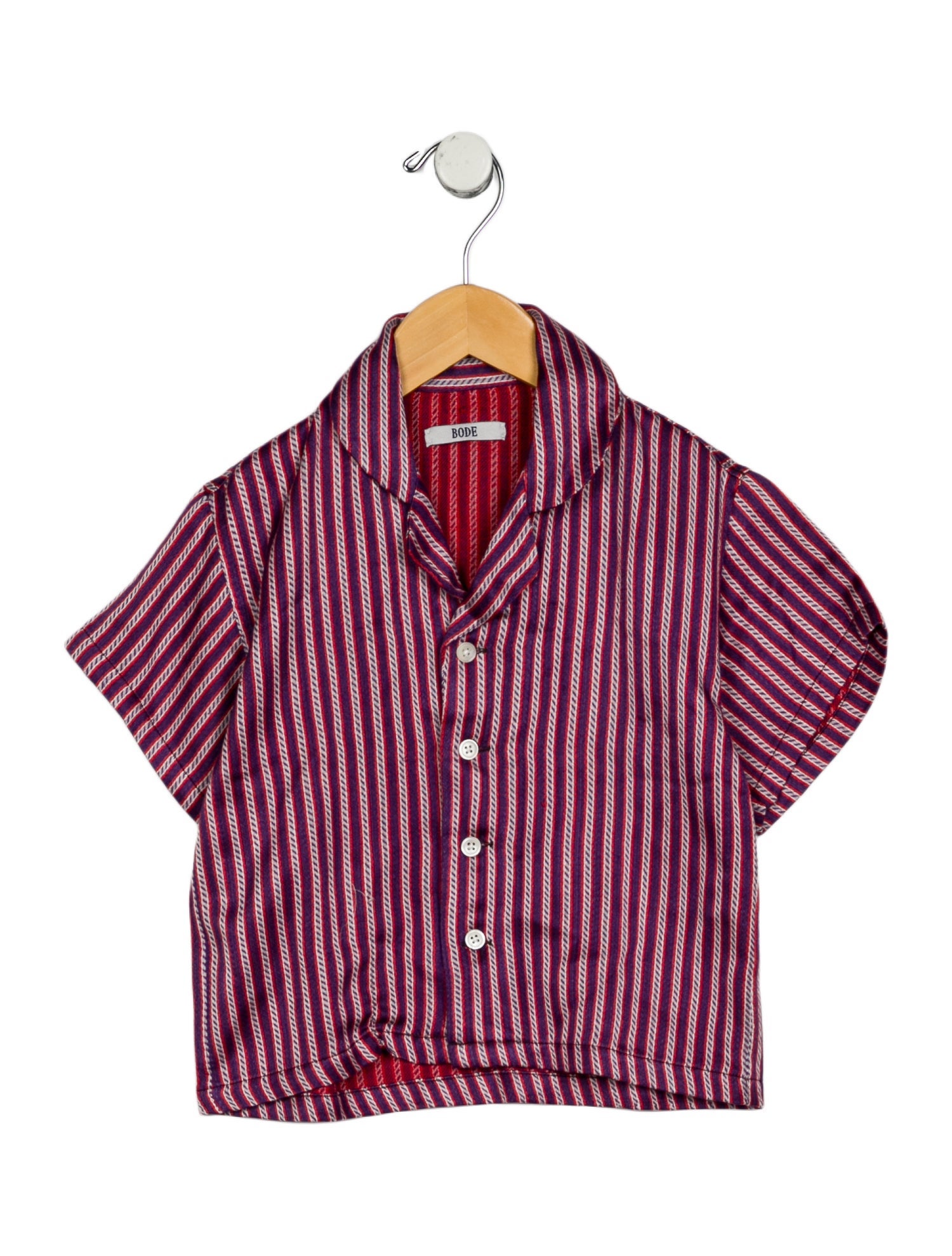 BODE toddler boys print button-up short sleeve top