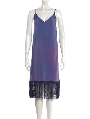 Pre-owned Bode V-neck Midi Length Dress In Purple