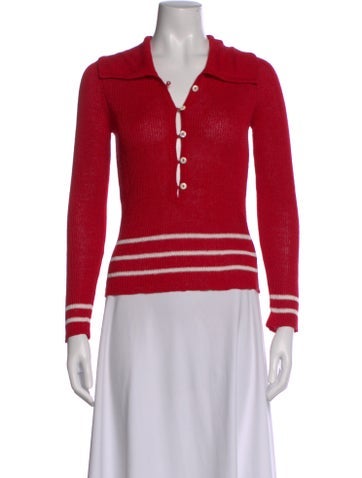 Pre-owned Bode Linen Striped Polo In Red
