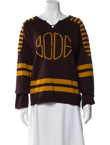 Pre-owned Bode Striped Scoop Neck Sweater In Multi