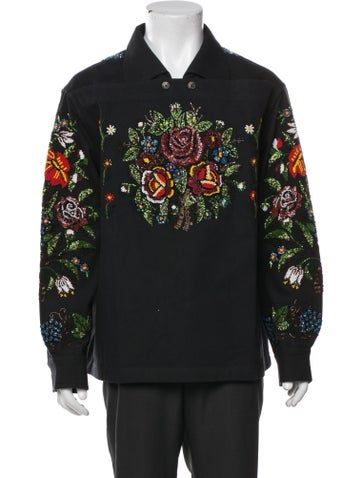 Pre-owned Bode Floral Print Jacket W/ Tags In Black