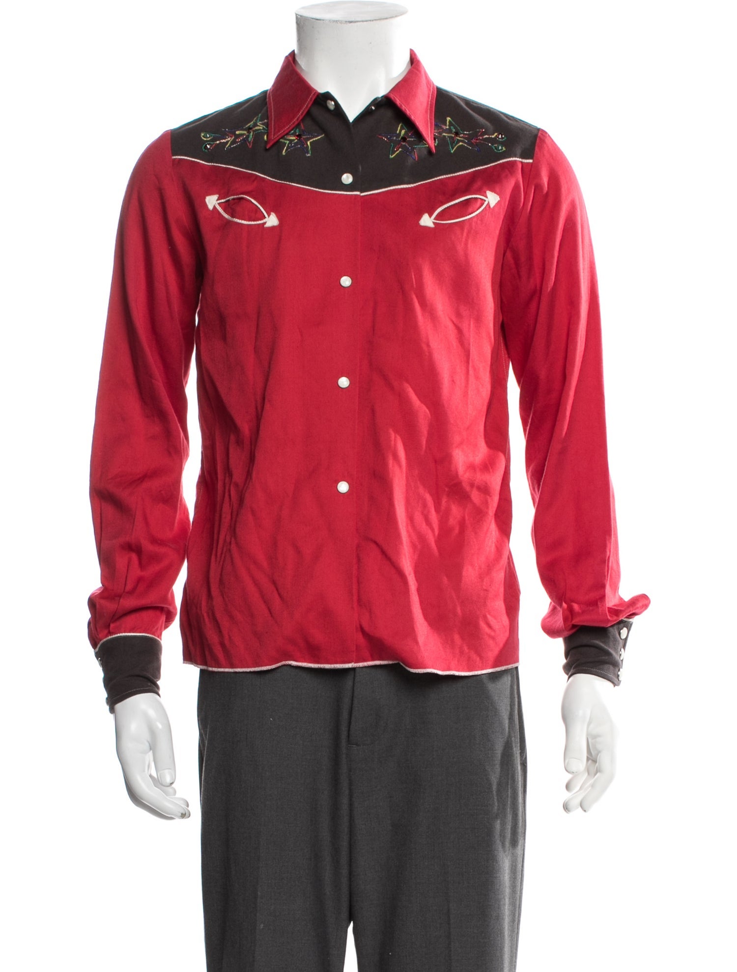 BODE Graphic Print Long Sleeve Western Shirt