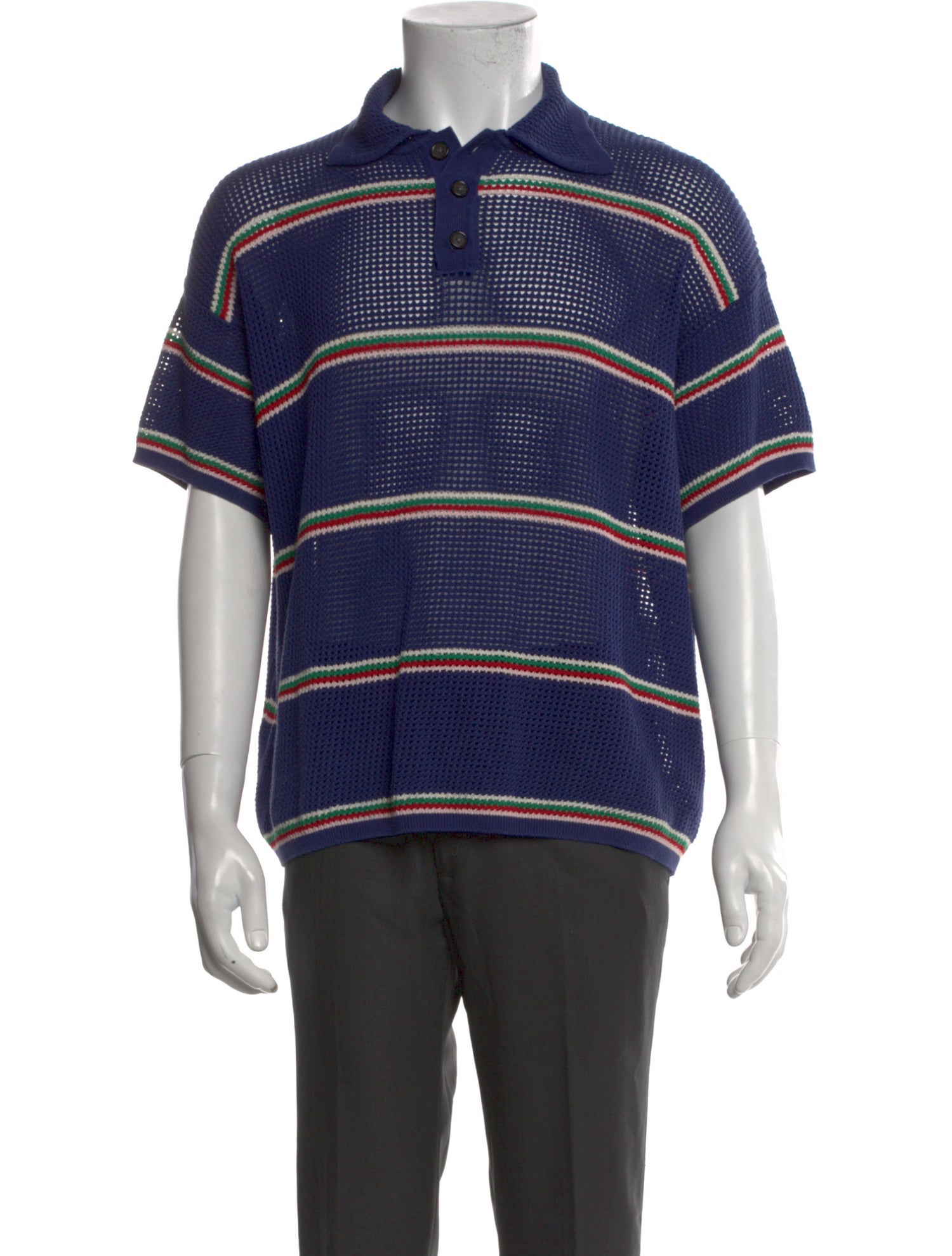 BODE Striped Collar Polo Sweater