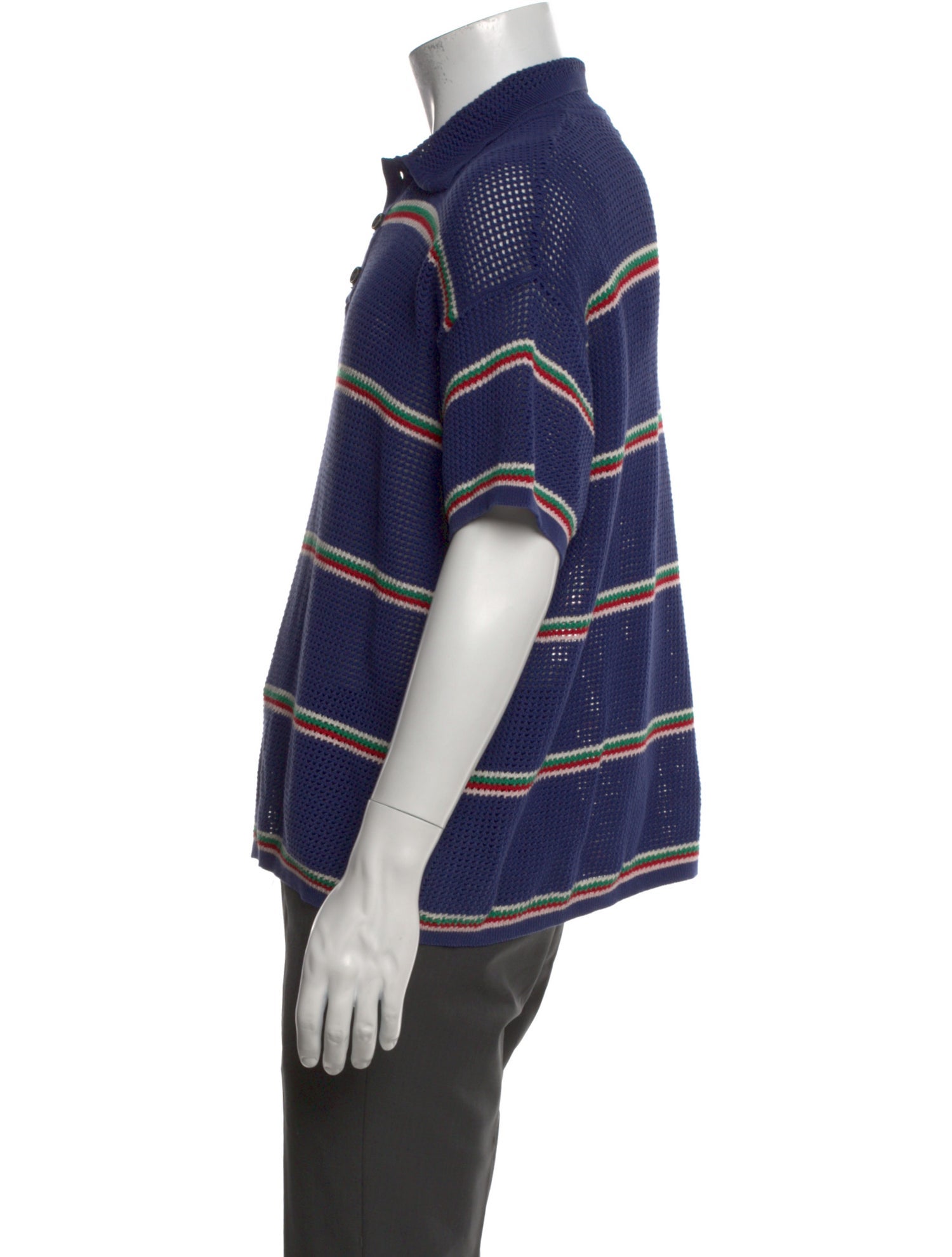 BODE Striped Collar Polo Sweater