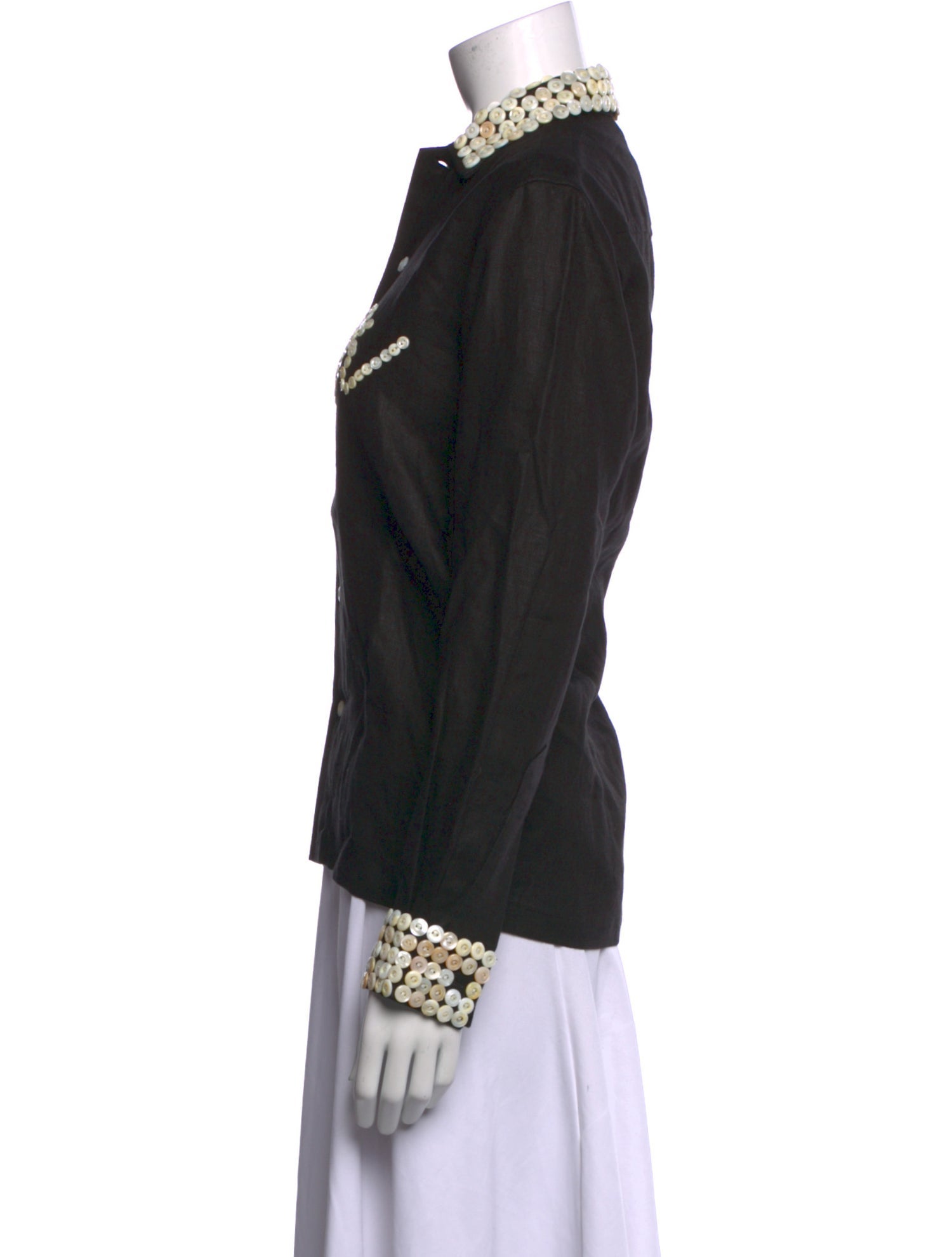 BODE Linen Graphic Print Button-Up Top w/ Tags