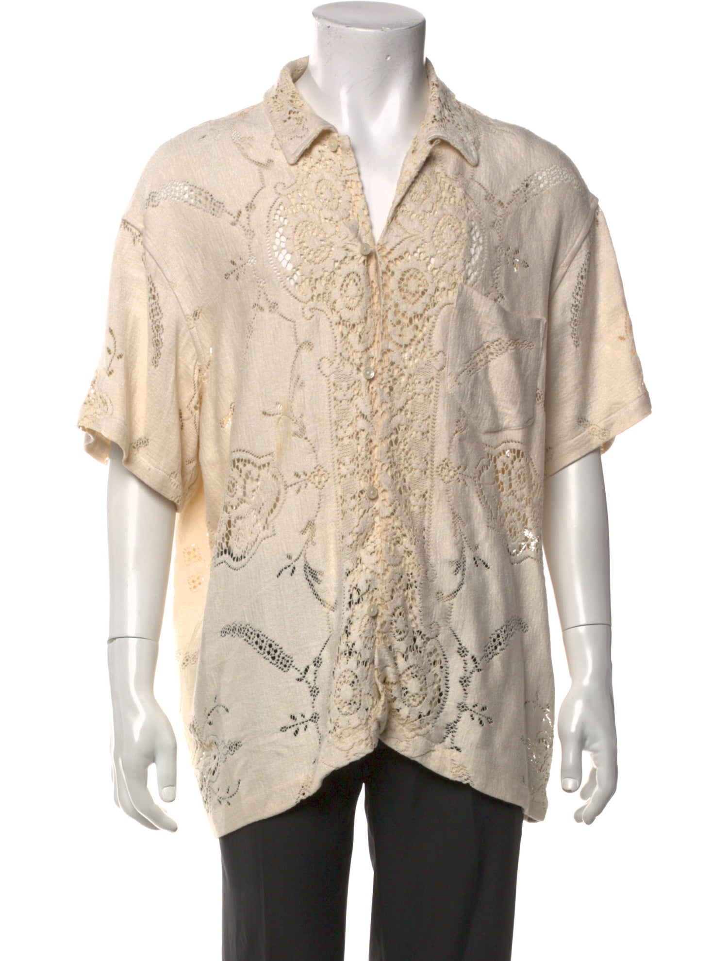 BODE Lace Pattern Short Sleeve Shirt