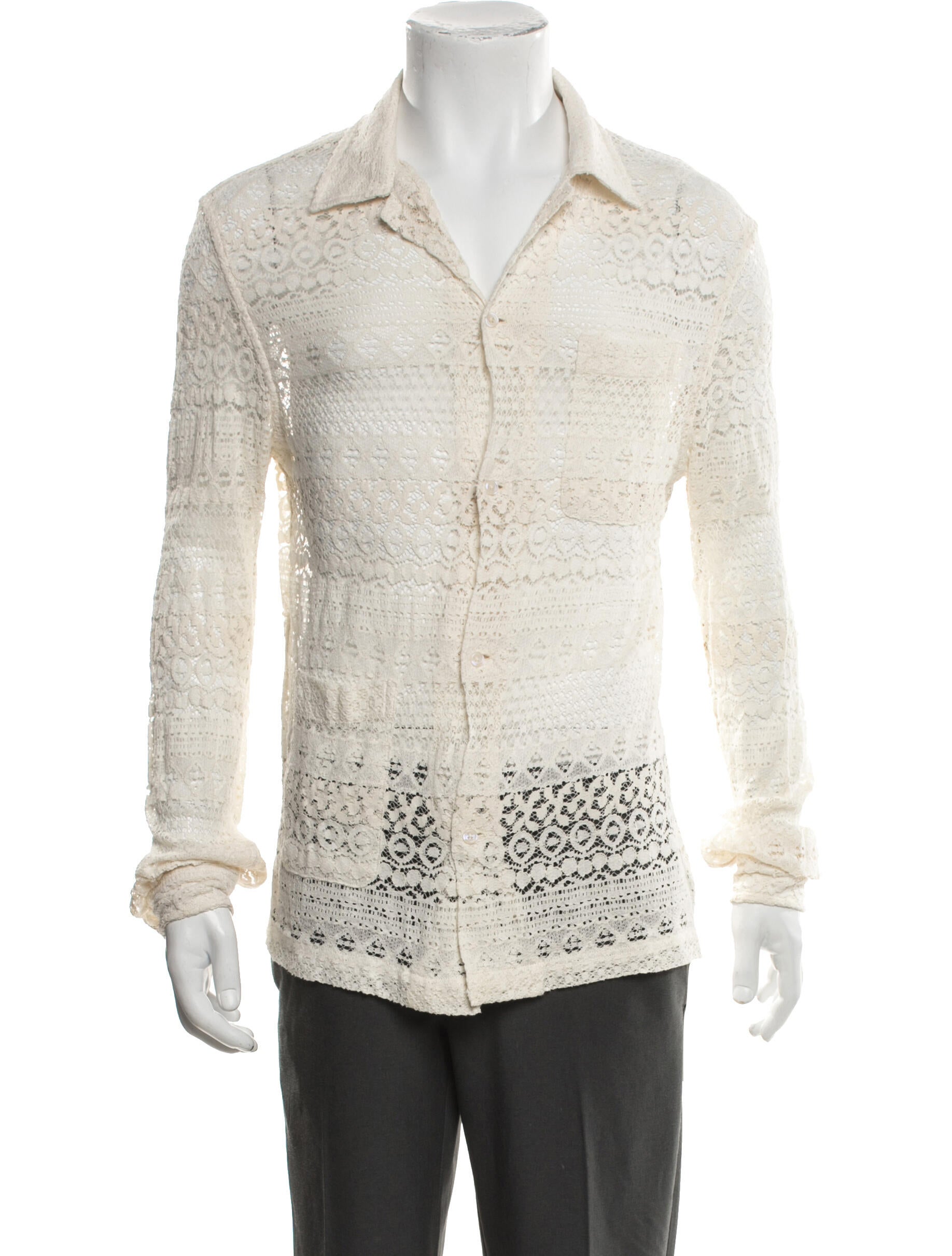 BODE Lace Pattern Long Sleeve Dress Shirt