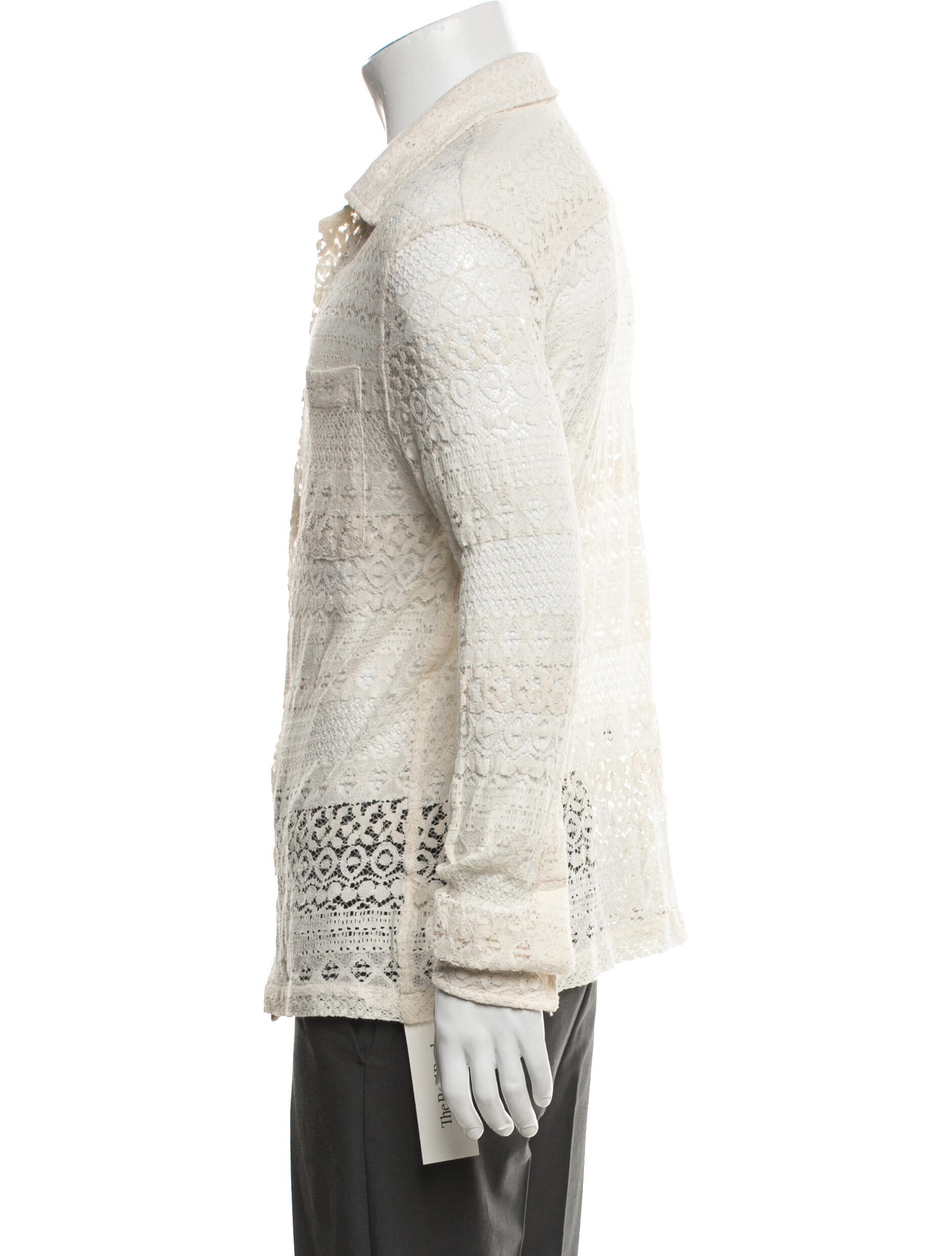 BODE Lace Pattern Long Sleeve Dress Shirt