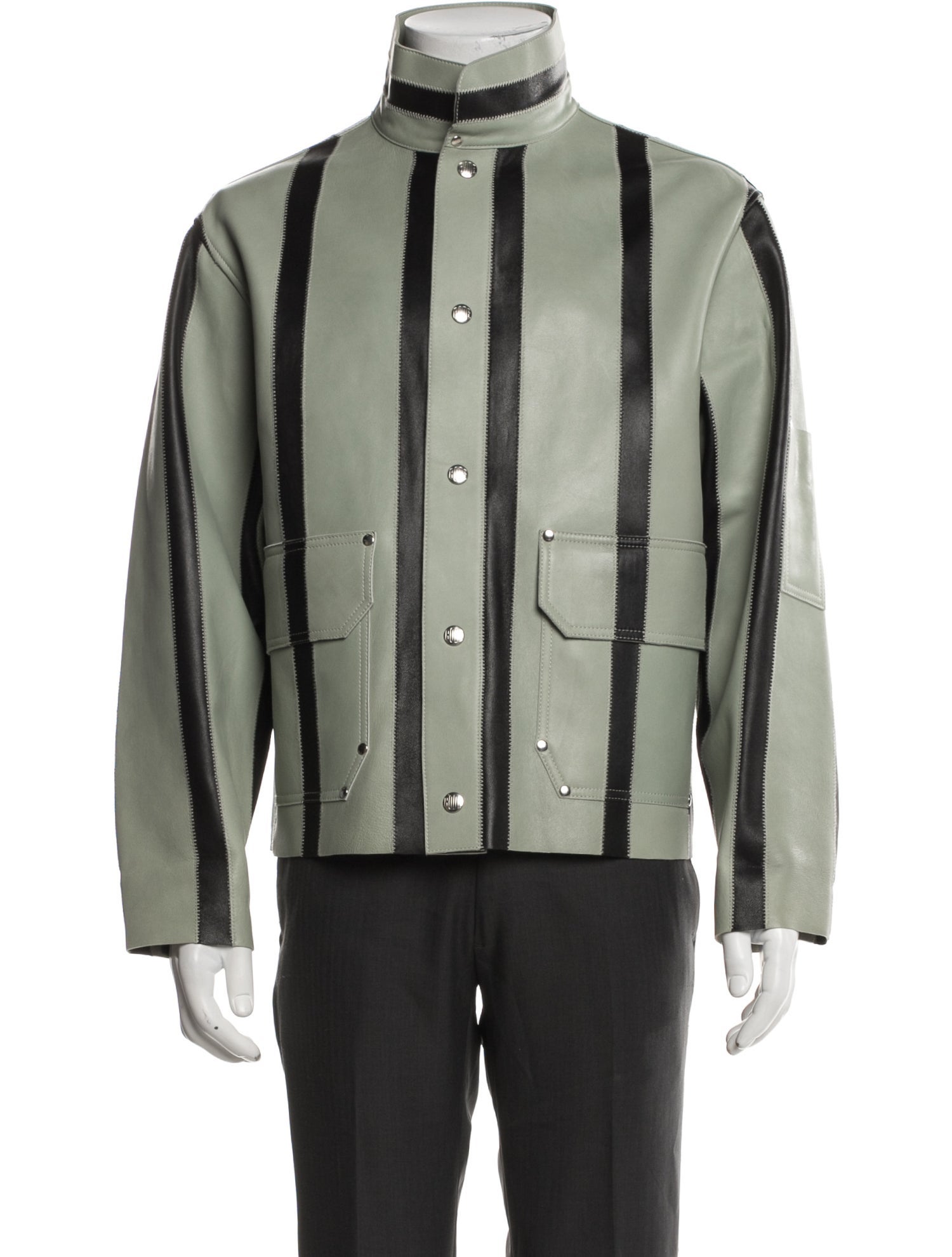 BODE Lamb Leather Striped Jacket