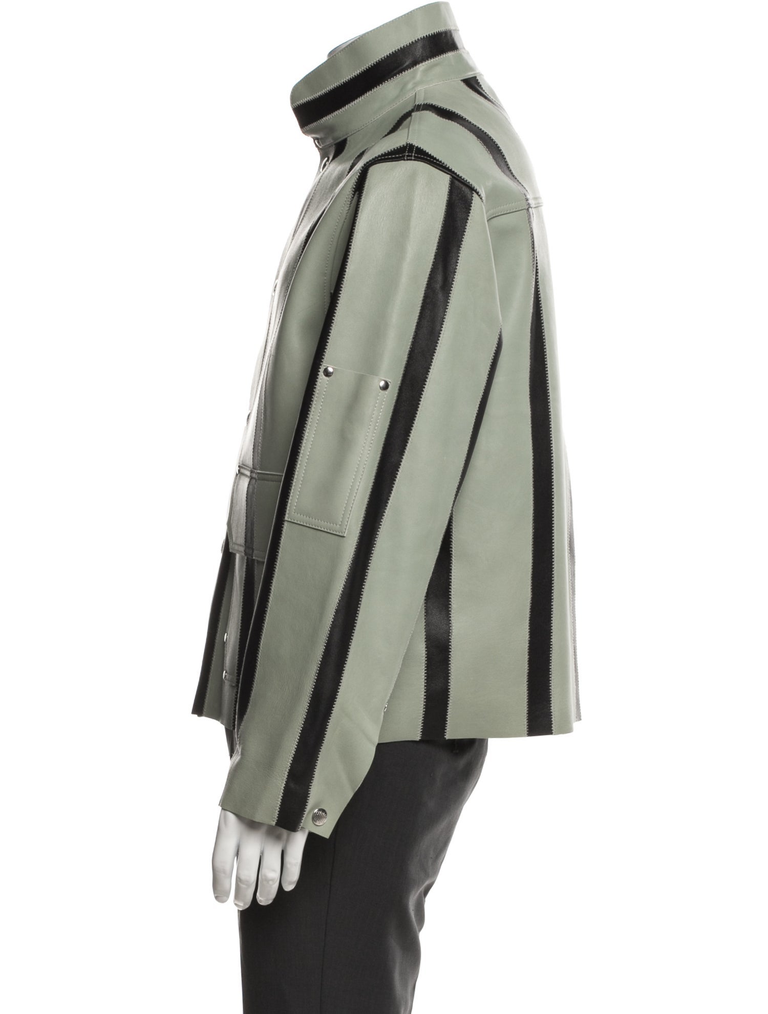 BODE Lamb Leather Striped Jacket