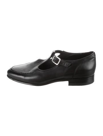 Pre-owned Bode Leather Mary Jane Flats In Black