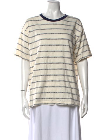 Click to view more detailed imagery on our partner's website Pre-owned Bode Striped Crew Neck T-shirt In Neutrals