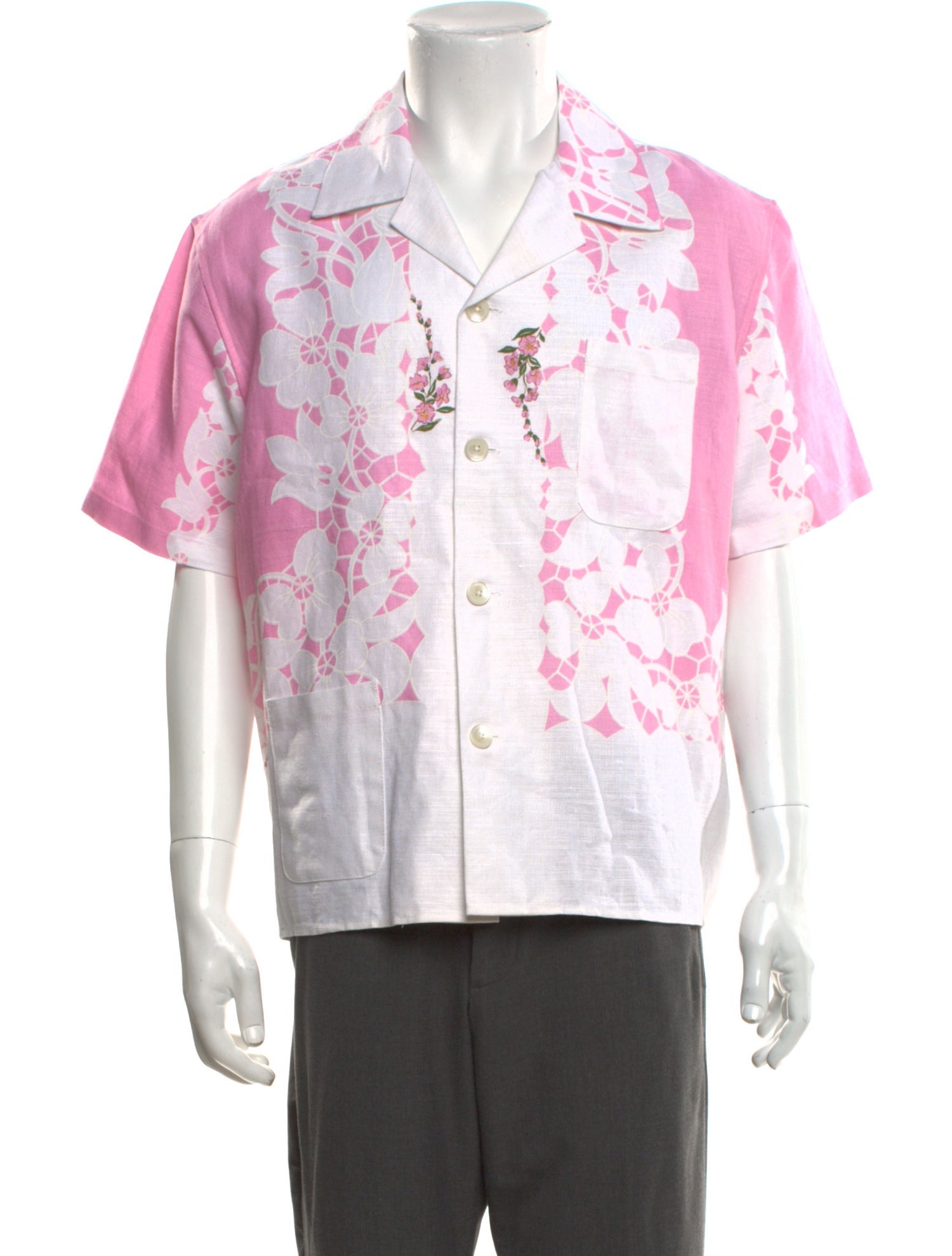 BODE Floral Print Short Sleeve Shirt