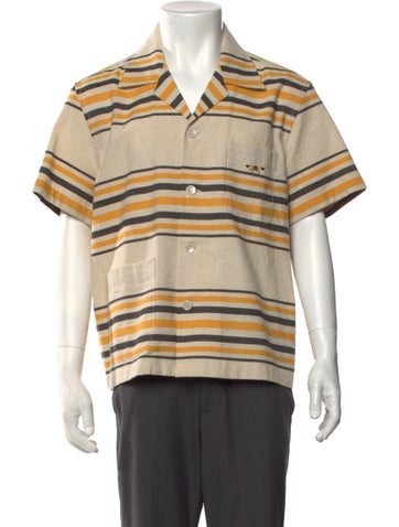 Pre-owned Bode Striped Short Sleeve Shirt In Neutrals