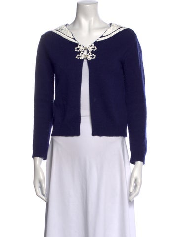 Pre-owned Bode Wool Open Front Sweater In Blue