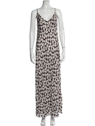 Pre-owned Bode Floral Print Long Dress In Multicolor