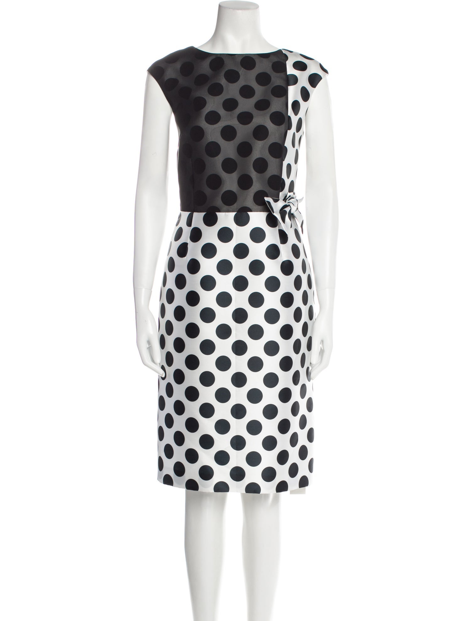 Botondi Couture Polka Dot Print Knee-Length Dress
