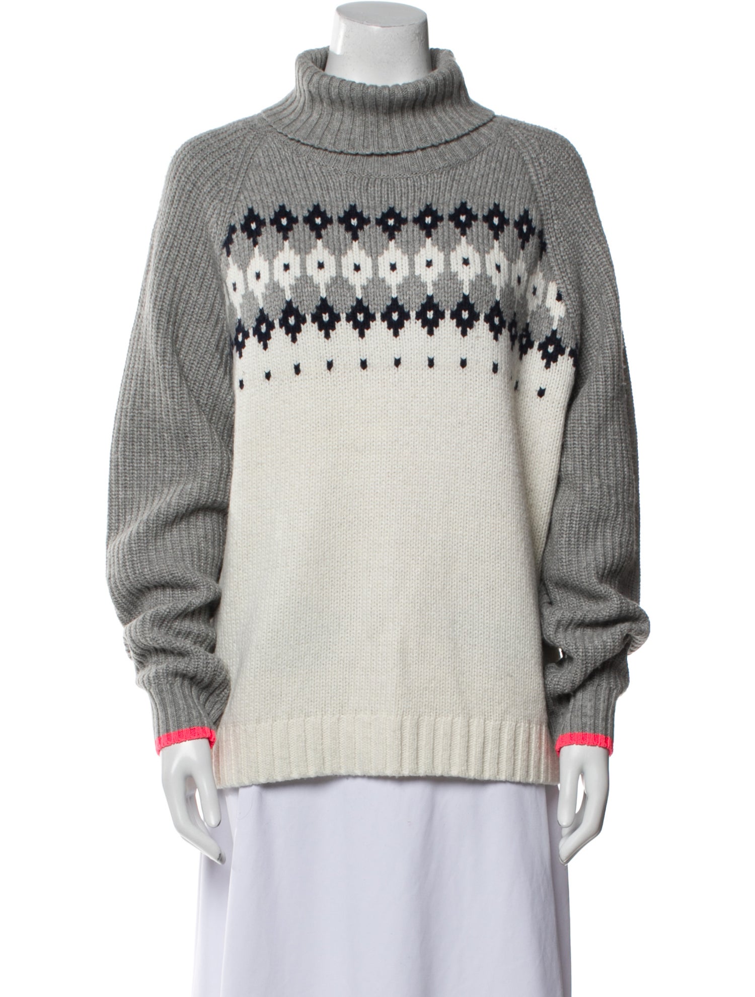Bogner Fire + Ice Colorblock Pattern Turtleneck Sweater