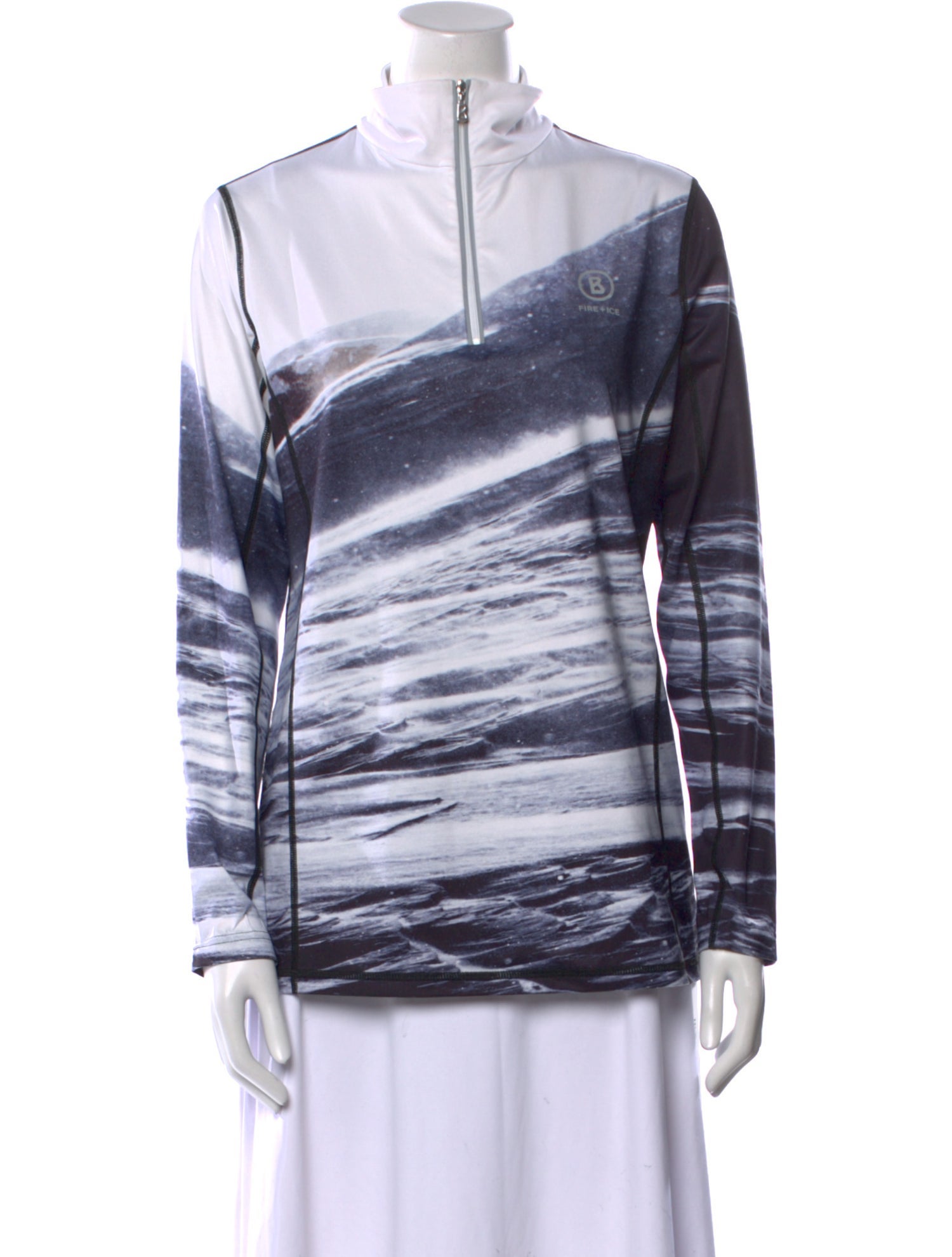 Bogner Fire + Ice Printed Turtleneck Top
